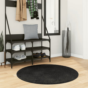 vidaXL Tapis HUARTE à poils courts, doux et lavable Noir Ø 100 cm