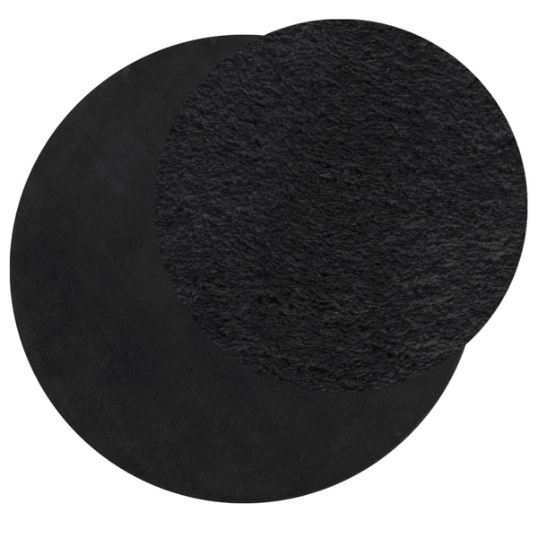 Schwarzer, waschbarer Kurzflor Teppich Ø 120cm