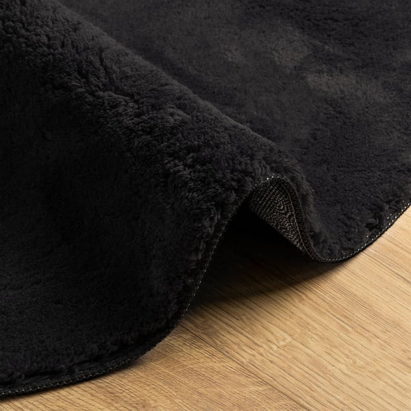Schwarzer Kurzflor Teppich HUARTE Ø 200cm