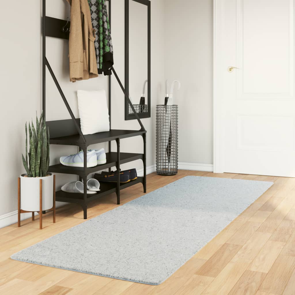 Blauer Kurzflor Teppich HUARTE 80x250 cm