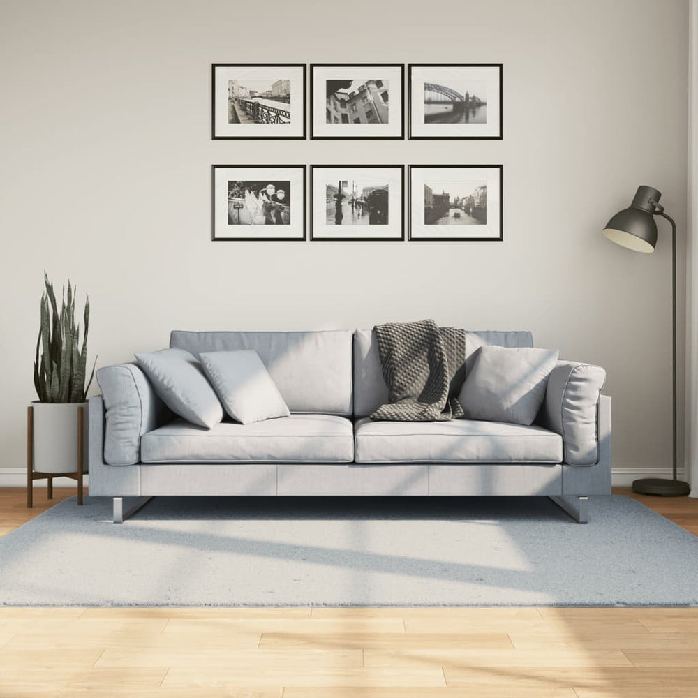 Blauer Kurzflor Teppich HUARTE 140x200 cm