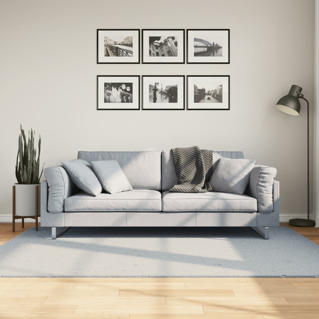 Blauer Kurzflor Teppich HUARTE 140x200 cm