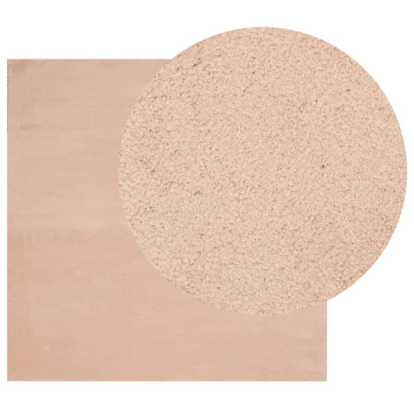 Blassrosa Teppich Kurzflor 160x160 cm Waschbar