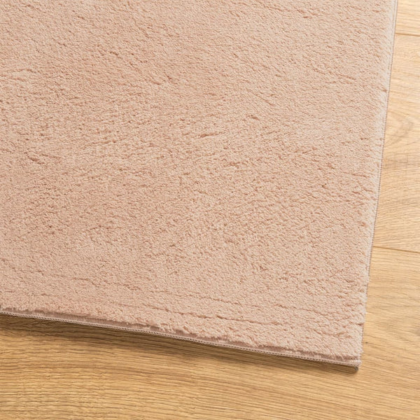 Blassrosa Teppich Kurzflor 160x160 cm Waschbar