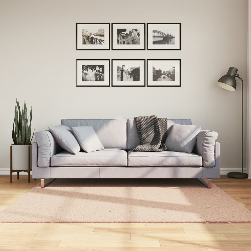 Blassrosa Teppich Kurzflor 160x160 cm Waschbar