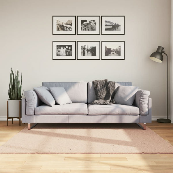 Blassrosa Teppich Kurzflor 160x160 cm Waschbar