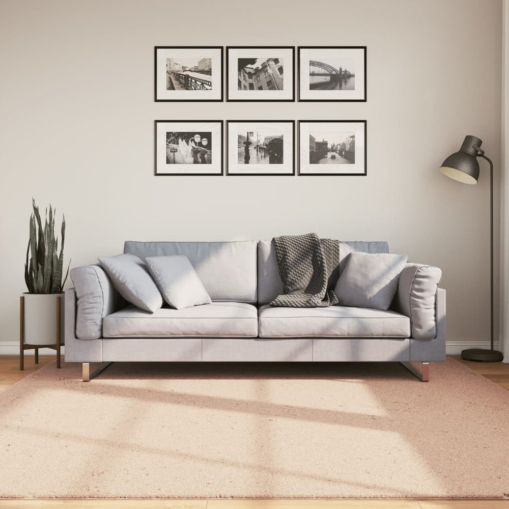 Blassrosa Teppich HUARTE, 200x200 cm