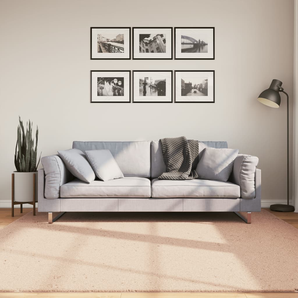 Blassrosa Teppich HUARTE, 200x200 cm