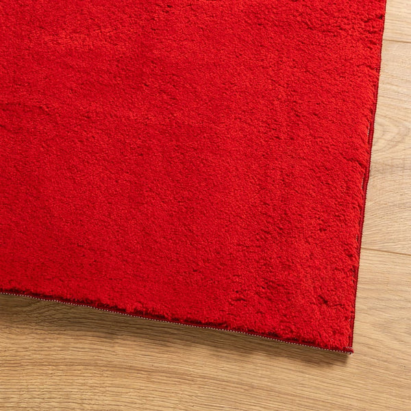 vidaXL Tapis HUARTE à poils courts, doux et lavable, rouge 80x250 cm