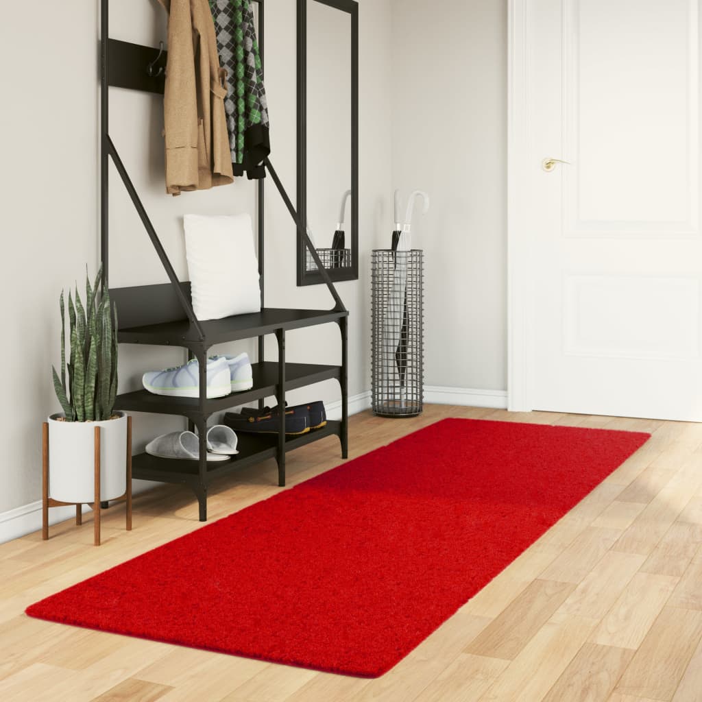 vidaXL Tapis HUARTE à poils courts, doux et lavable, rouge 80x250 cm