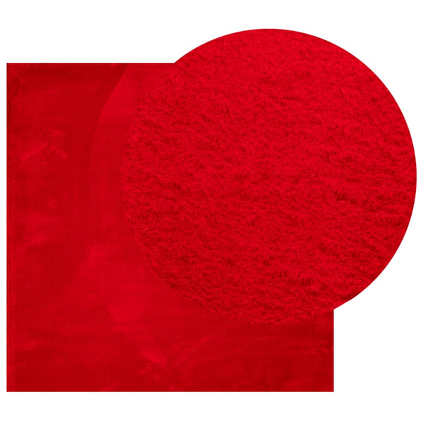Roter Kurzflor Teppich HUARTE, 160x160 cm