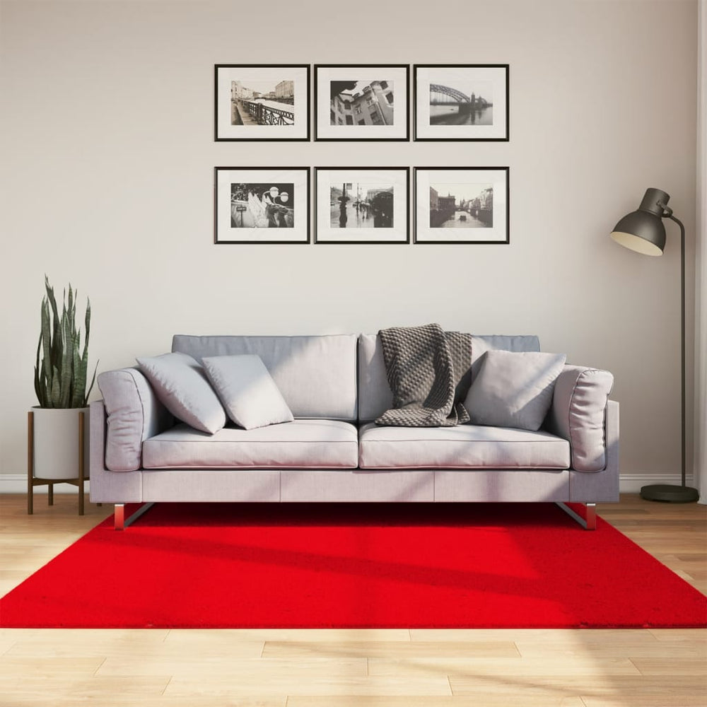 Roter Kurzflor Teppich HUARTE, 160x160 cm