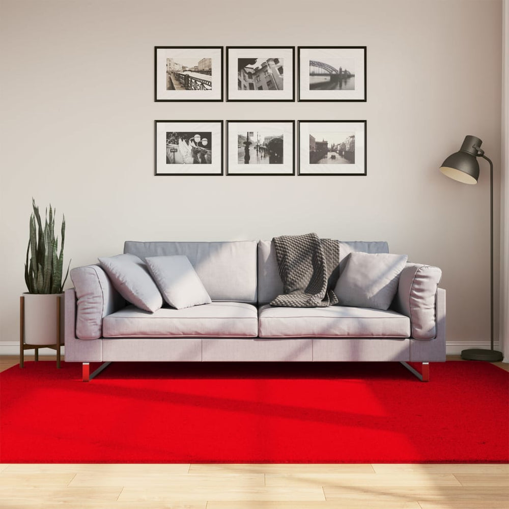 Roter Kurzflor Teppich 160x230 cm Waschbar