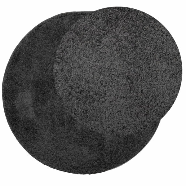 Anthrazit Shaggy Teppich Ø 80 cm