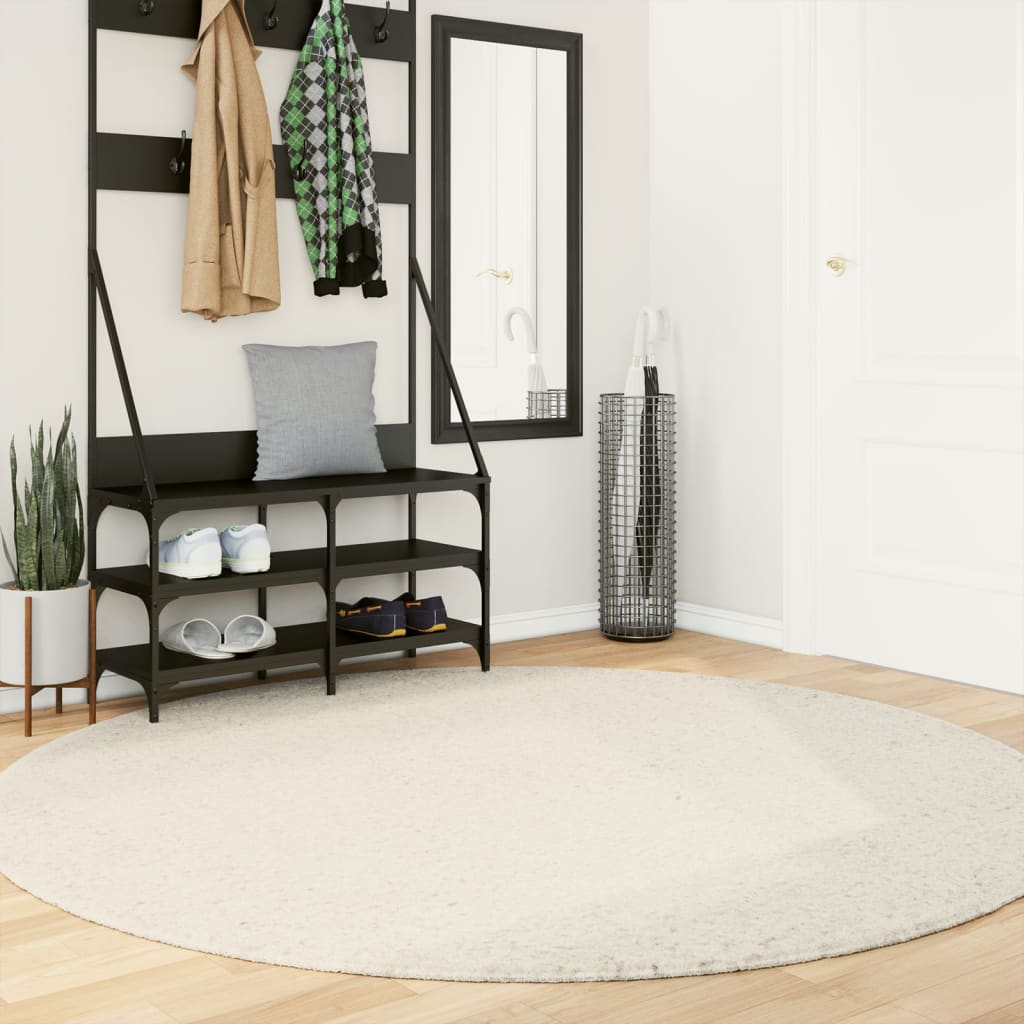 Shaggy Teppich Creme Ø 200 cm
