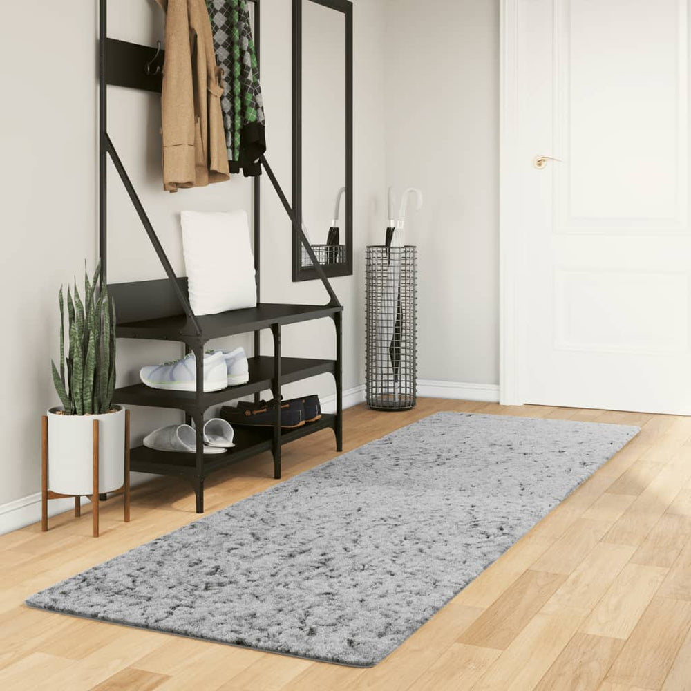 Grauer Shaggy Teppich 80x250 cm