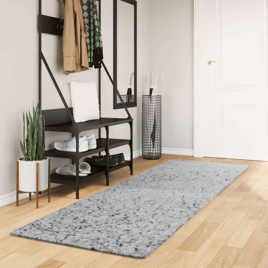 Grauer Shaggy Teppich 80x250 cm