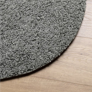 Grüner Shaggy Teppich, Hochflor, Ø 80cm