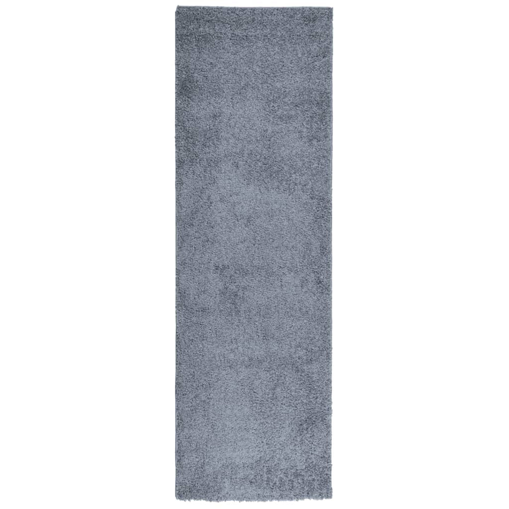 Blauer Shaggy Teppich Hochflor 80x250 cm