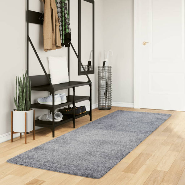 Blauer Shaggy Teppich Hochflor 80x250 cm
