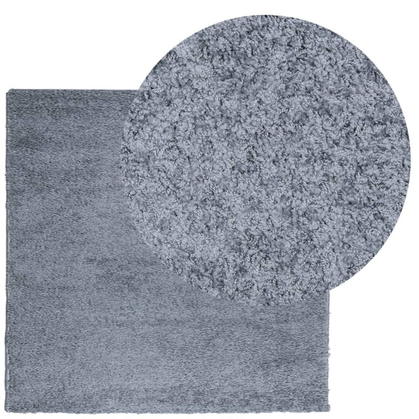 Blauer Shaggy Teppich, Hochflor, 120x120 cm