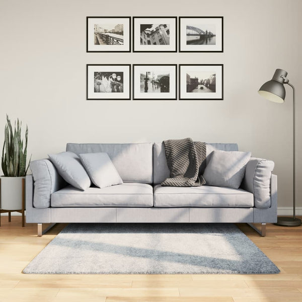 Blauer Shaggy Teppich, Hochflor, 120x120 cm