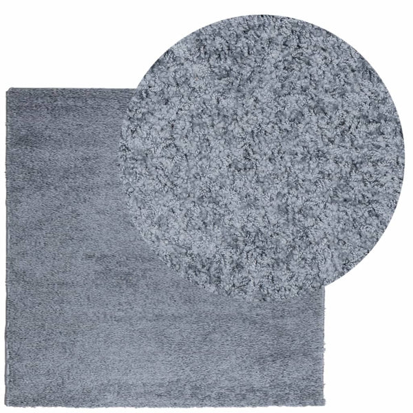 Blauer Shaggy Teppich, Hochflor, 160x160 cm