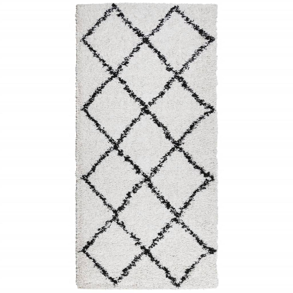 Shaggy Teppich Creme Schwarz 100x200 cm