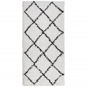 Shaggy Teppich Creme Schwarz 100x200 cm