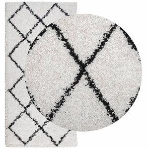 Shaggy Teppich Creme Schwarz 100x200 cm