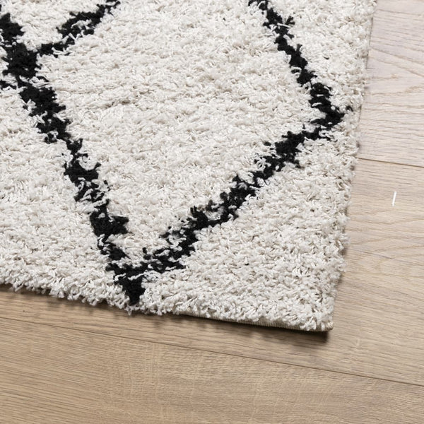Shaggy Teppich Creme Schwarz 100x200 cm