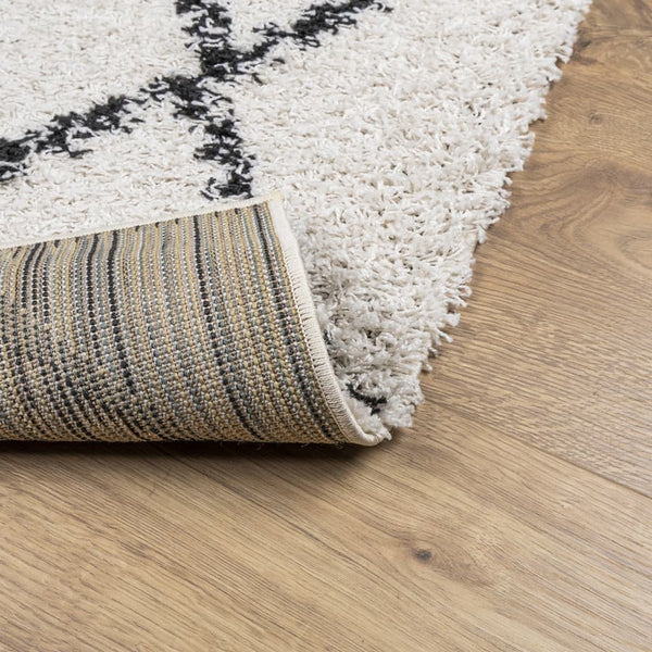 Shaggy Teppich Creme Schwarz 100x200 cm