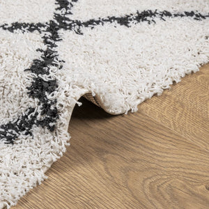 Shaggy Teppich Creme Schwarz 100x200 cm