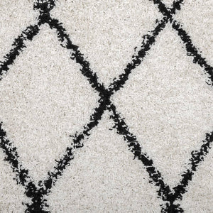 Shaggy Teppich Creme Schwarz 100x200 cm