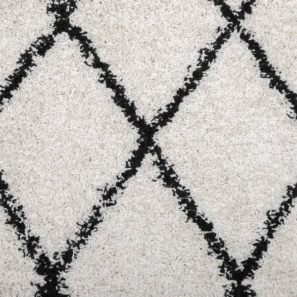 Shaggy Teppich Creme Schwarz 100x200 cm