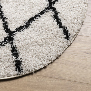 Shaggy Teppich Creme & Schwarz Ø 100cm