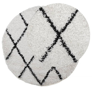 Shaggy Teppich Creme Schwarz Ø 120 cm