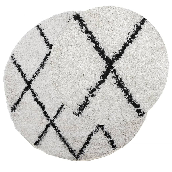 Shaggy Teppich Creme Schwarz Ø 120 cm