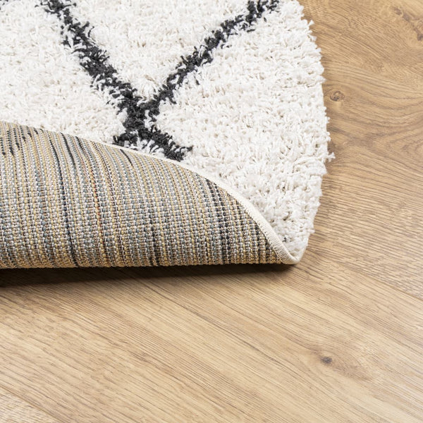 Shaggy Teppich Creme Schwarz Ø 120 cm