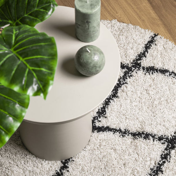 Shaggy Teppich Creme Schwarz Ø 120 cm