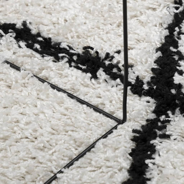 Shaggy Teppich Creme Schwarz Ø 120 cm