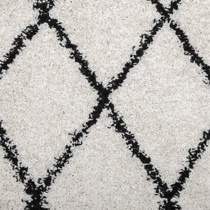 Shaggy Teppich Creme Schwarz Ø 120 cm