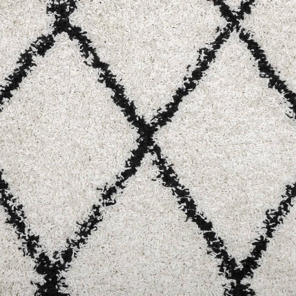 Shaggy Teppich Creme Schwarz Ø 120 cm