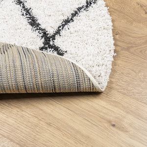 Shaggy Teppich Creme Schwarz Ø 280cm
