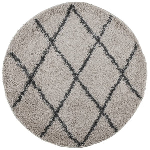 Runder Shaggy Teppich Beige Anthrazit Ø 80cm