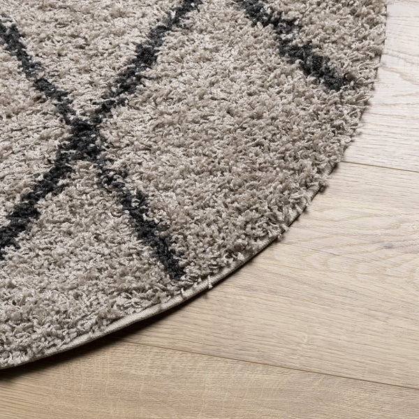 Runder Shaggy Teppich Beige Anthrazit Ø 80cm