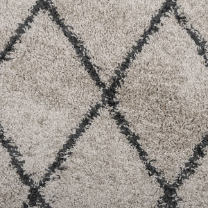Runder Shaggy Teppich Beige Anthrazit Ø 80cm