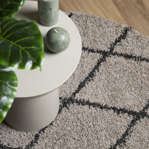 Shaggy Teppich Pamplona Beige Anthrazit Ø 100cm