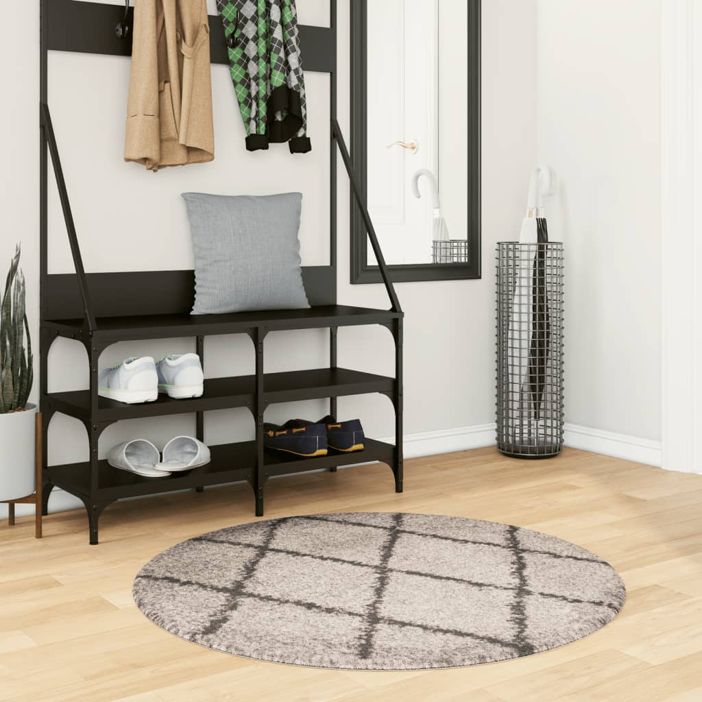 Shaggy Teppich Pamplona Beige Anthrazit Ø 100cm