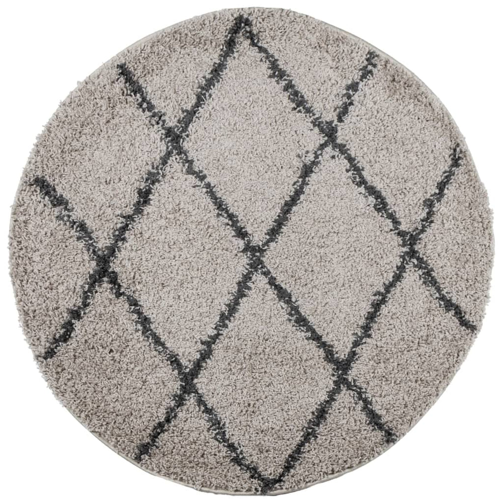 Shaggy Teppich Pamplona Beige Anthrazit Ø 120cm